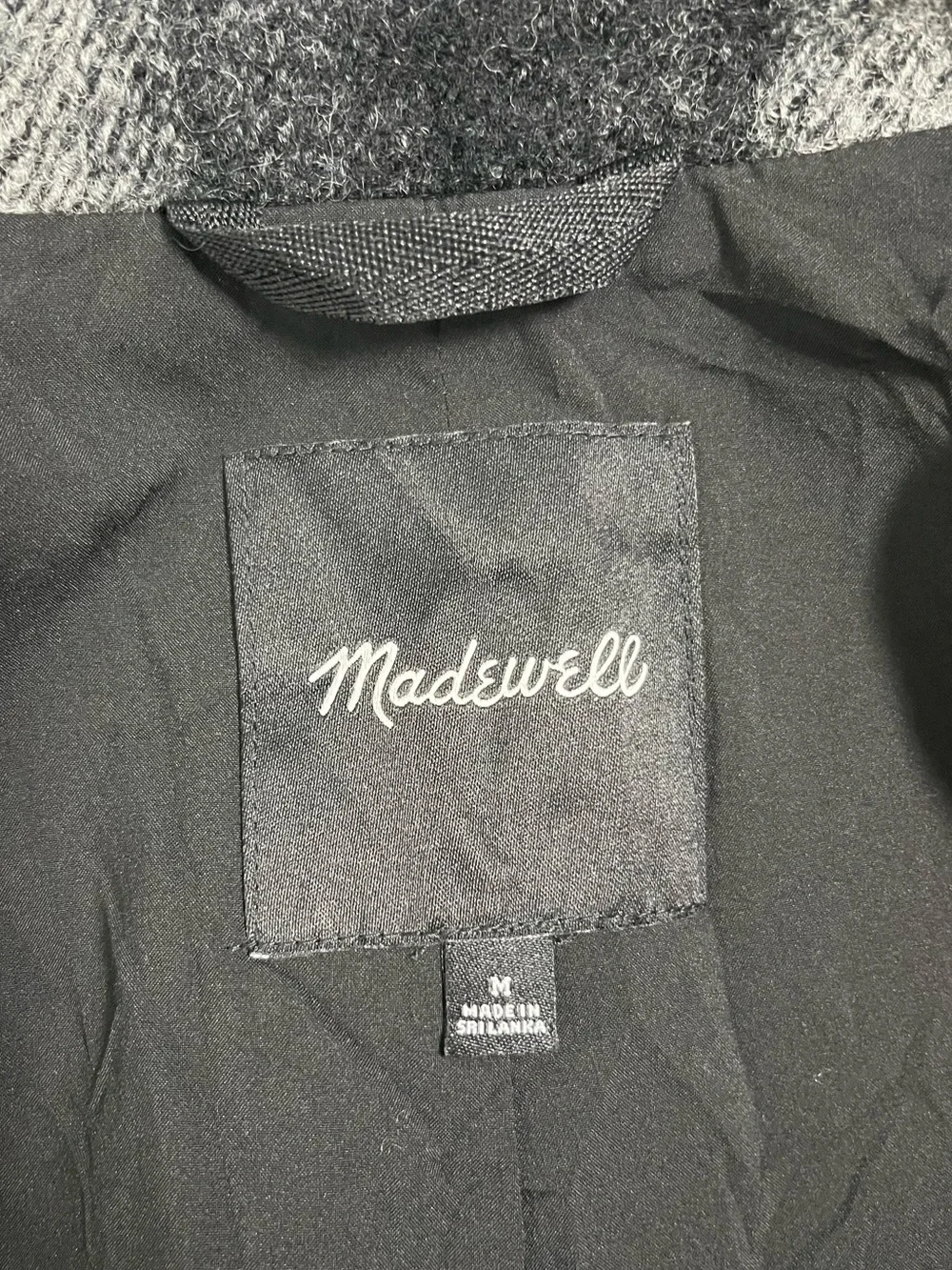 Madewell Oversized Dorset Blazer Buffalo Check Boiled Wool Gray Women’s Size M